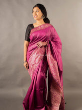 Flosive traditional golden zari work  soft banarasi ruby pink saree